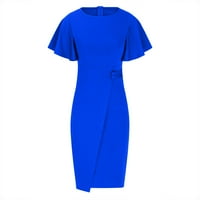 Hosszú ruhák Clearance Kerek nyakú munka ruha női klub & éjszakai ruhák Hosszú ujjú Midi díszített ruha stílus D-Kék