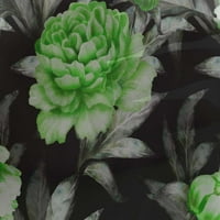 oneOone Georgette Viszkóz zöld Szövet levelek & rózsa virágos varrás anyag nyomtatási Szövet az udvaron széles