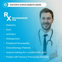 Doctor ' s Choice diabéteszes Boka zokni, félig Párnázott, nem kötelező, 2Pk, Fekete, Nagy