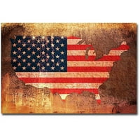 Védjegyművészet USA zászló térkép vászon fali művészet, Michael Tompsett