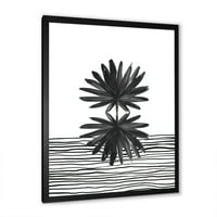 Designart 'Fekete-fehér csíkos alatt Tropical Leaf II' Modern keretes art Print