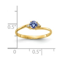Szilárd 14K sárga arany Tanzanite kék December drágakő gyémánt eljegyzési gyűrű mérete 6