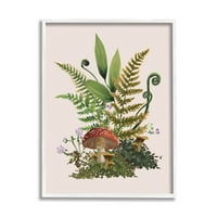 Cottage gomba erdei növények Botanikus és virággrafikus művészet fehér keretes művészet nyomtatott fali művészet