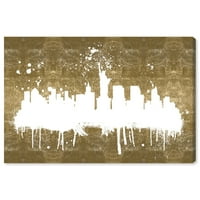 A Runway Avenue városok és a Skylines Wall Art Canvas nyomatok 'New York Skyline Gold' Egyesült Államok városai - arany,