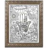 Védjegy Képzőművészet Hamsa Hand vászon art by kcdoodleart arany díszes keret