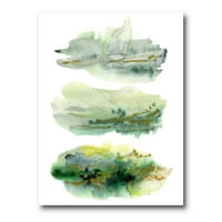 ART Designart arany zöld absztrakt felhők kék pontokkal II Modern Vászon fal művészet nyomtatás. szélesre. magas