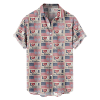 Július 4. Férfi Hawaii ing USA nemzeti zászló mintás ing gallér Rövid ujjú felsők alapvető kényelmes nagy és magas