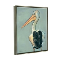 Stupell pelikán madár vadon élő állatok festmény állatok és rovarok festés szürke úszó keretes művészeti nyomtatási