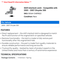 Shift reteszelő retesz-kompatibilis-Chrysler 2006