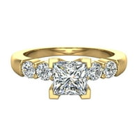 Princess vágott gyémánt eljegyzési gyűrű nőknek 5-kő Gyűrű GIA tanúsított 1. CT 14k arany