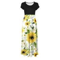 Női Maxi Floor Dress Clearance Rövid ujjú ruha nyári virágos nyomtatás Vintage Ancle Hossz ruha divat ruházat Női trend