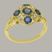 Brit gyártmányú 10K sárga arany természetes zafír & gyémánt női ígéret gyűrű - méret opciók-méret 7.75