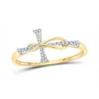 Szilárd 10K sárga arany kerek gyémánt kereszt végtelen zenekar Eljegyzés házassági évforduló gyűrű Ct. - 8-as méret