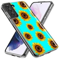 Samsung Galaxy S Plus sárga napraforgó Polkadot a türkiz kékeszöld kétrétegű telefon tok fedelét