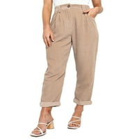 Voguele Női Palazzo nadrág Egyszínű Loungewear egyenes láb nadrág őszi nadrág zsebekkel fenék sárgabarack XL