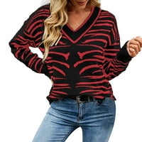 Textúra túlméretes pulóver kötött V nyakú Hosszú ujjú Pulóver Női pulóverek Női pulóver pulóver Piros XL