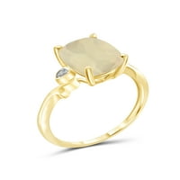 JewelersClub Moonstone Ring Birthstone Jewelry - 3. Karát holdkő 14K aranyozott ezüst gyűrűs ékszerek fehér gyémánt