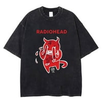 JHPKJSummer Vintage férfi pólók Radiohead Print póló pamut mosott hatalmas Hip Hop Streetwear Lélegző felsők alkalmi