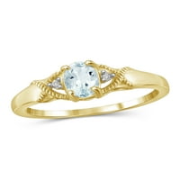 JewelersClub Aquamarine Ring Birthstone Jewelry - 0. Karát -akvamarin 14K aranyozott ezüst gyűrűs ékszerek fehér gyémánt