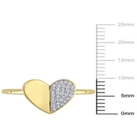Karátos T. W. gyémánt 10K sárga arany Szívgyűrű