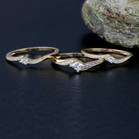 1 ct TDW hercegnő-vágású gyémánt 14K sárga arany bypass menyasszonyi készlet