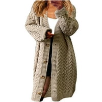 Hosszú téli kabátok Női Női kötöttáru Laza közepes hosszúságú szabálytalan hajtóka pulóver kardigán