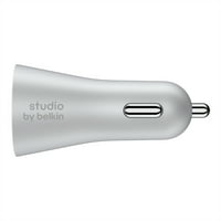 Studio By Belkin Dual autós töltő + villám USB kábel iPhone, ezüst, 5ft