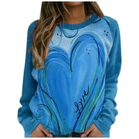 Női aranyos őszi pulóverek alkalmi ruhák Vintage vicces O-nyak szerelem Nyomtatás póló kék S
