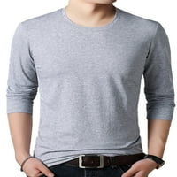 Rejlun Férfi póló Legénység nyak felsők egyszínű pólók divat blúz Slim Fit napi viselet pulóver Szürke XXL