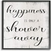 A Stupell Industries Happiness egy zuhanyzós rusztikus fürdőszoba jel, amelyet Daphne Polselli tervezett