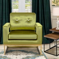 Tervezési csoport világos zöld szövet kárpitozott kar díszítő szék arany acél alapjával a nappalihoz