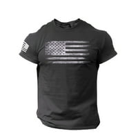 Ifjúsági férfi ingek Férfi nyomtatott póló amerikai zászló szomorú O nyak Rövid ujjú blúz nagy és magas gomb le ingek