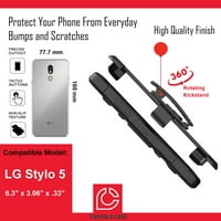 Kapszula tok kompatibilis az LG Stylo-val [kétrétegű nagy teherbírású harci övcsipesz Ütésálló Kickstand tok Fekete