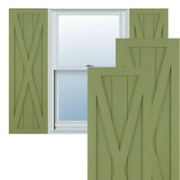 Ekena Millwork 18 W 77 H True Fit PVC Egyetlen X-Board Farmhouse rögzített redőnyök, moha zöld
