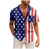 Hanas Férfi ingek amerikai USA zászló Rövid ujjú v nyakú strand ing gomb Le nyári szabadtéri ing