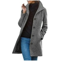 Női Téli Kabát Tavaszi Divat Slim Fit Kabát Vintage Streetwear Zseb Gyapjú Kabát Hosszú Ujjú Felsők Szürke L