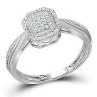 10kt fehér arany női kerek gyémánt négyzet alakú keret klaszter kúpos szár gyűrű Cttw