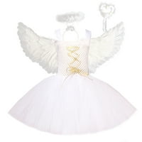A gyermekek fehér angyal szárny + hercegnő ruha + fejpánt dekoráció + Stick kiegészítők, S-XXL