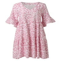 Női ruha Swing Sundress póló ruhák Női laza Bohém világos rózsaszín 3XL