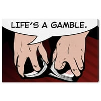 A Wynwood Studio reklámfal art vászon nyomtatja a „Life A Gamble” képregényeket - piros, fehér