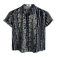 Sanviglor Férfi póló Rövid ujjú felsők hajtóka nyak nyári ingek első zseb blúz ünnepi póló fekete 3XL