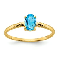Primal Gold Karat sárga arany 6x ovális kék topaz gyűrű