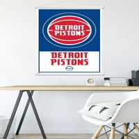 Detroit Pistons-Logo fali poszter fa mágneses kerettel, 22.375 34