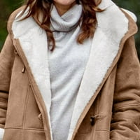 Női Hosszú ujjú Clearance női téli Plusz méretű szilárd plusz bársony kabát hosszú ujjú kürt csat zseb felöltő Flash