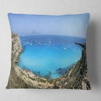 Designart Cala Rossa Beach Szicília Olaszország - Modern Seascape Dobás Párna - 18x18