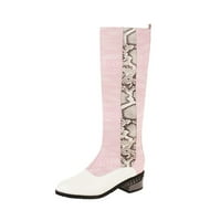 symoid női csizma-csizma középső sarok hegyes cipő cipzáras cipő téli kígyó minta rózsaszín 37