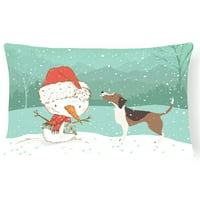 Carolines kincsek CK2052PW Beagle Hóember Karácsonyi vászon szövet dekoratív párna 12h x16W, Többszínű