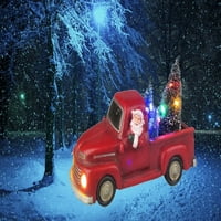 Elegantoss Musical Christmas Mikulás kisteherautó figura színes LED -fény és dallamok