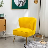 Roundhill bútorok Annabella közepén, modern kárpit nélküli kar nélküli akcentus szék, sárga