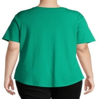 Terra & Sky Women's Plus méretű nyugodt fit póló, csomag